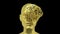 Abstract Human Head scattering into pieces, Golden face or sculpture with realistic environmental light reflections, 4K High