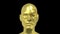 Abstract Human Head scattering into pieces, Golden face or sculpture with realistic environmental light reflections, 4K High