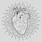 Abstract human heart, lino cut effect, vector illustration