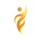 Abstract human icon, champion and winner golden symbol, torch sign, logo concept for sport, nutrition, medicine and art
