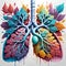 Abstract human lungs with multicolored polygon on white background