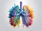 Abstract human lungs with multicolored polygon on white background