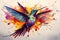 Abstract hummingbird illustration in vibrant multi colors