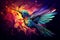 Abstract hummingbird illustration in vibrant multi colors