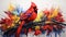 Abstract Hyperrealistic Street Art: A Joyful Celebration Of Nature With A Cardinal