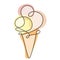 Abstract ice cream sketch, vector illustration doodle oneline continuous