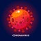 Abstract icon of bacteria, coronavirus, COVID -19 on a blue background. isolated object. Worldwide pandemic concept.