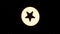 Abstract icon of the five pointed star in a circle rotating and becoming space dust on black background. Animation. Star