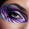 Abstract Illusion Eye Makeup With Purple And White Shades