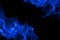 Abstract illustration with blue gas fire flame over black background. Mystical border with copy space