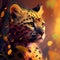 Abstract illustration of cute little leopard in wild nature.