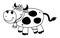 Abstract illustration of a dairy cow with bell in a black color - vector