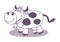 Abstract illustration of a dairy cow with bell in a purple color - vector