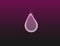 Abstract illustration of a falling water drop on dark purple black background. One isolated very big liquid drop in pink purple.
