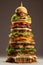 Abstract illustration - fast food tower with hamburger