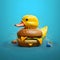 Abstract illustration, hamburger as a duck