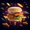 Abstract illustration - hamburger on the background of space