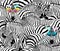 Abstract illustration herd of zebras, animal seamless pattern