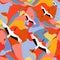 Abstract illustration of Japanese cranes flying