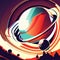 Abstract illustration of the planet Saturn in outer space. Vector illustration. AI Generated