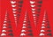 Abstract illustration of pyramids, cones or fangs from bat. Red background. Halloween concept.