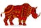 Abstract Illustration of red rhino, animal on white background , isolate