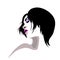 Abstract illustration of silhouette girls hairstyle logo