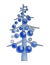 An abstract image of a Christmas tree made from a blue trunk and branches surrounded by balls