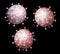 Abstract image of coronaviruses on a black background