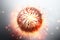 an abstract image of an exploding ball of fire on a gray background