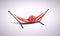 Abstract image with a human brain sitting in a hammock. Relaxation concept