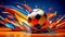 abstract image soccer sport, football ball, art watercolors colorful banner