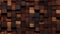 An abstract image of a wooden mosaic wall consisting of an array of colored cubes. Seamless backdrop. Generative AI