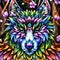 Abstract images of wolves. The creation of colorful wolves resembles flowers.