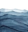 Abstract indigo blue watercolor waves mountains on white background