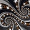 Abstract industrial ball bearing spiral background fractal. Double spiral repetitive pattern with metal balls, distorted bearing r