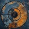 Abstract Industrial Paintings With Circular Abstraction And Realistic Textures
