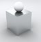 Abstract Info 3D - white cube and sphere