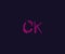 Abstract Initial CK Letter with Flat Linear Neon Style Retro