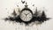 Abstract Ink Blot Art with Clocks, Gears, and Spirals