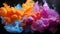 Abstract ink paint colors create vibrant waves underwater generated by AI