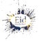 Abstract ink splatter eid mubarak design background