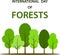 Abstract international forest day for banner design. Poster on white backdrop. Environmental pollution. Vector banner. Save