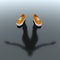 Abstract Invisible Person of Sportsman in Modern Orange Sneakers is Reflected from the Floor Surface. 3d Rendering