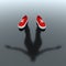 Abstract Invisible Person of Sportsman in Modern Red Sneakers is Reflected from the Floor Surface. 3d Rendering