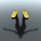 Abstract Invisible Person of Sportsman in Modern Yellow Sneakers is Reflected from the Floor Surface. 3d Rendering