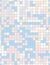 Abstract Irregular Mosaic Vector Pattern. Hand Drawn Pastel Squares with Warm Grey Outline. Blue, Pink, Yellow and Beige Squares.