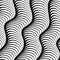 Abstract isolated black and white waved stripes vector background. 3d waves optical illusion effect