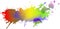 Abstract isolated colorful paint and splatter rainbow background