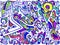 Abstract juicy psychedelic colorful surreal doodle pattern.
